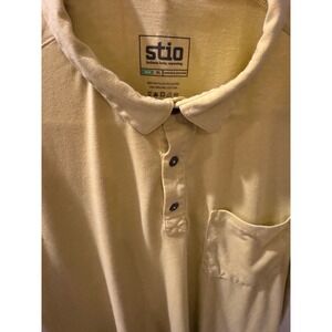 Stio Mens XL Short Sleeve Polo Shirt Yellow Recycled Polyester Organic Cotton